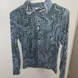 Cotton On Green and Black Swirl Button Down Shirt